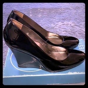 Black Patent Wedge Heel